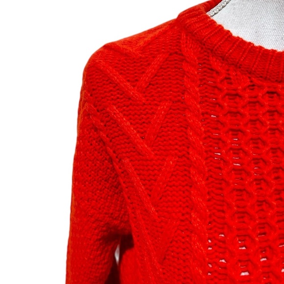 Madewell Red Crew Neck cable knit Sweater ribbed hems oversized fit size xxs - Picture 4 of 12